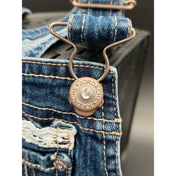 Girls Jordache w Lace Crochet Spring Summer Denim Overall Shorts Size xs 4-5 - Picture 3 of 8